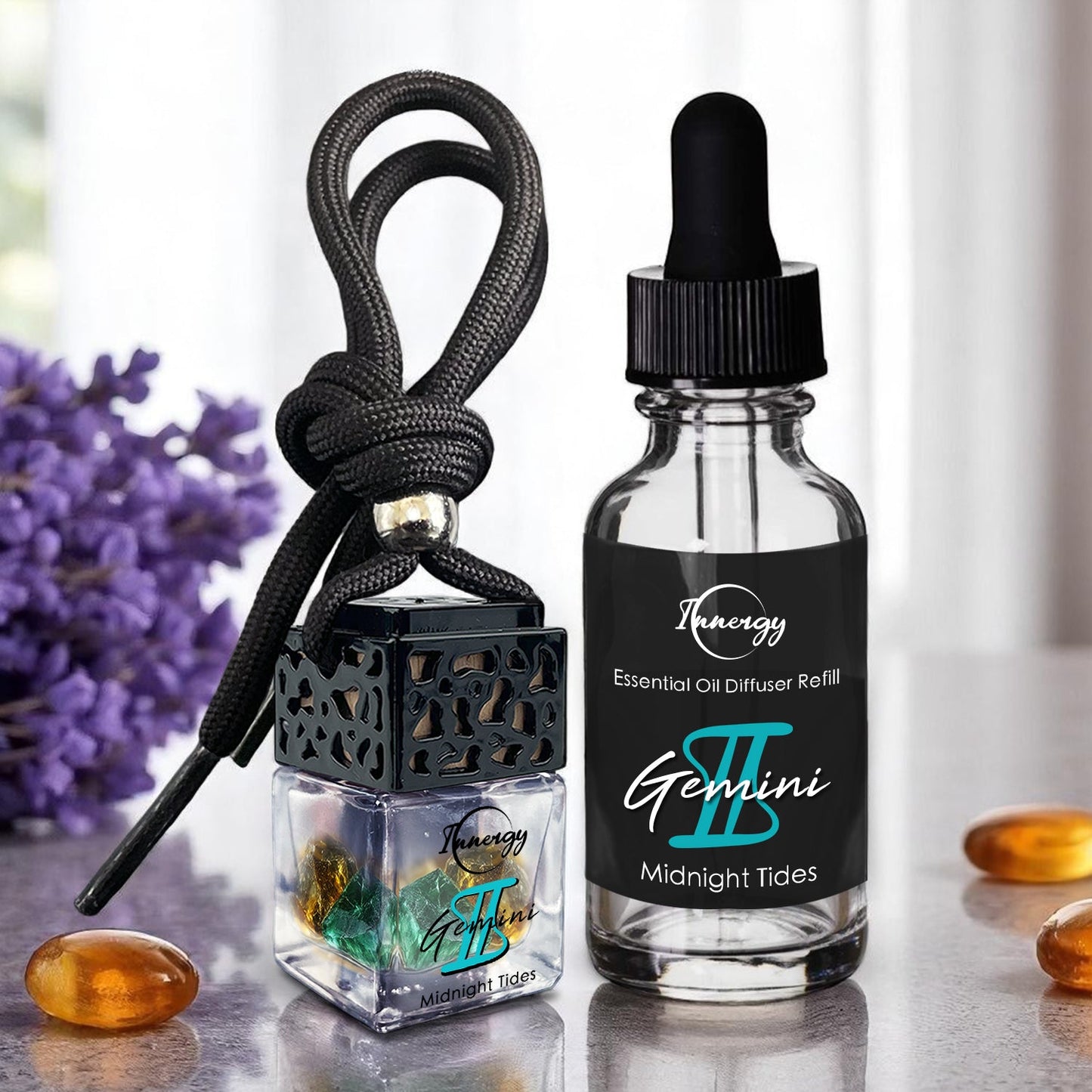 Gemini Zodiac Crystal-Enhanced Oil Diffuser, Car Air Freshener, 8ml