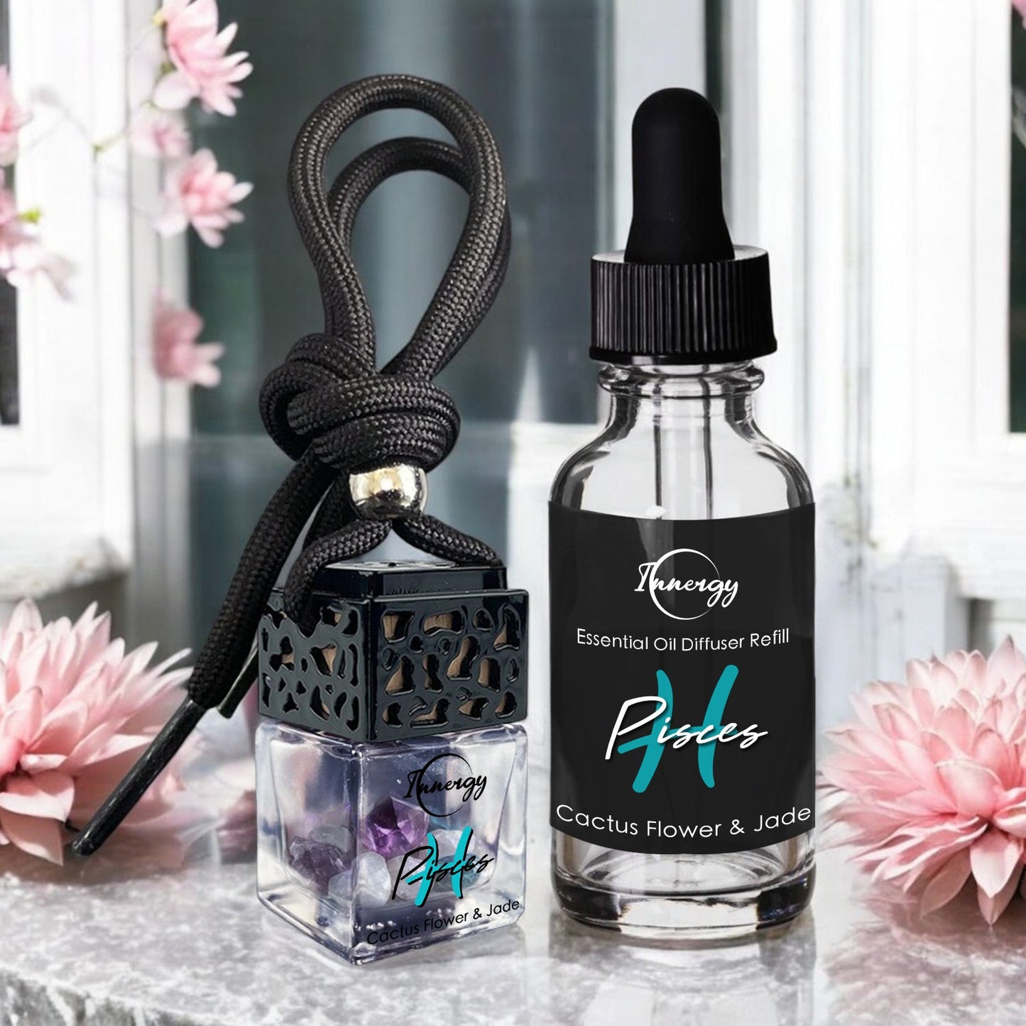 Pisces Zodiac Crystal-Enhanced Oil Diffuser, Car Air Freshener, 8ml