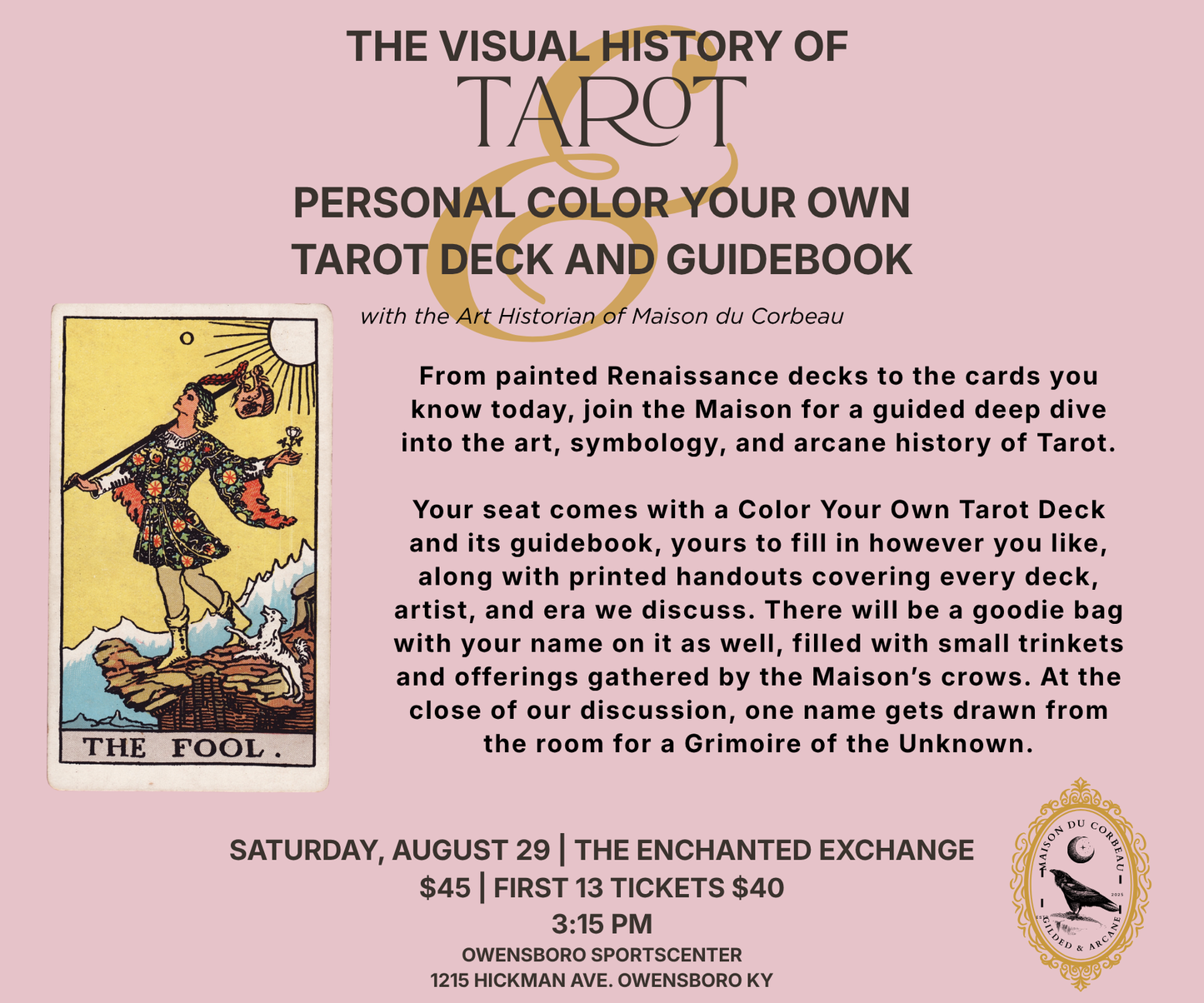 The Visual History of Tarot | In-Person Workshop by Maison du Corbeau