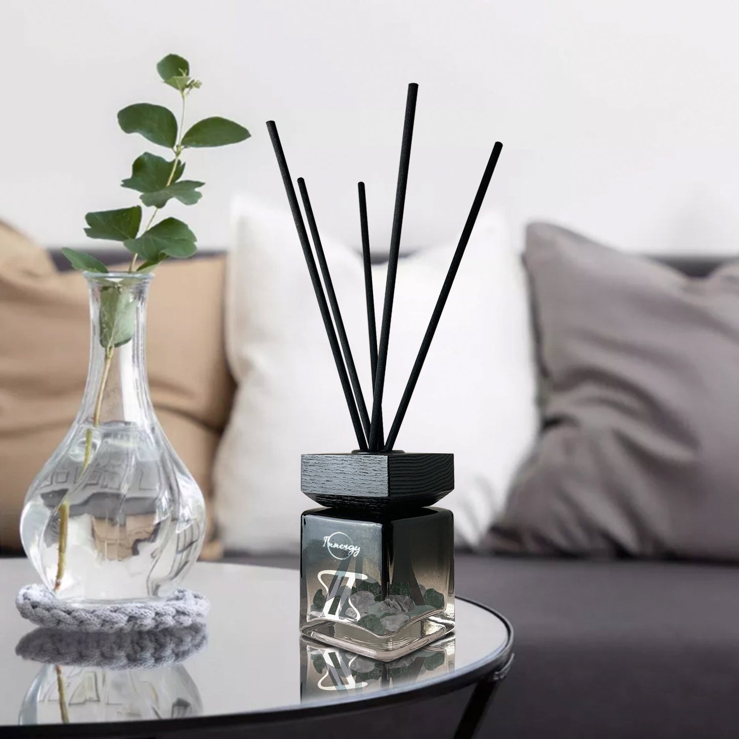 Gemini Zodiac Crystal-Enhanced Reed Oil Diffuser, Midnight Tides Scent, 100ml