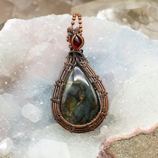 Labradorite Wire Wrap Crystal Pendant