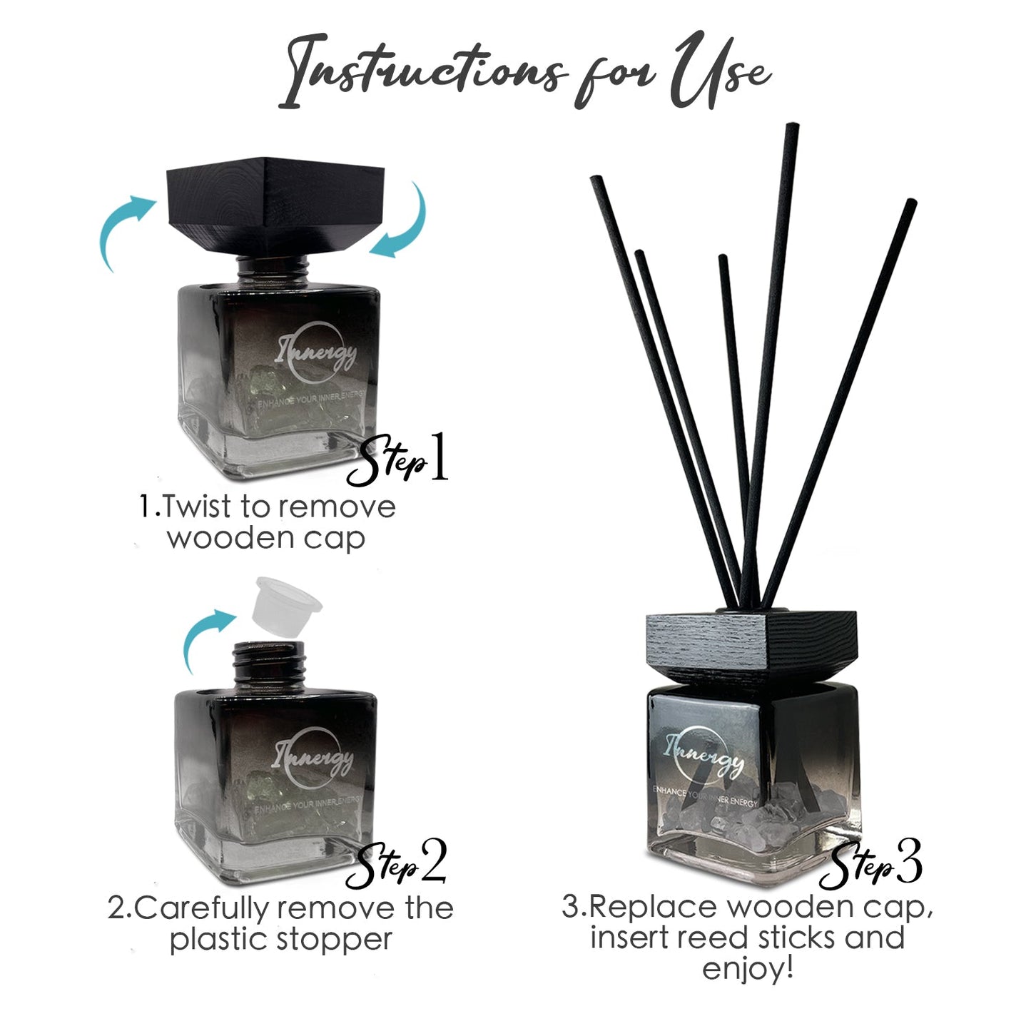 Pisces Zodiac Crystal-Enhanced Reed Oil Diffuser, Cactus Flower & Jade Scent, 100ml