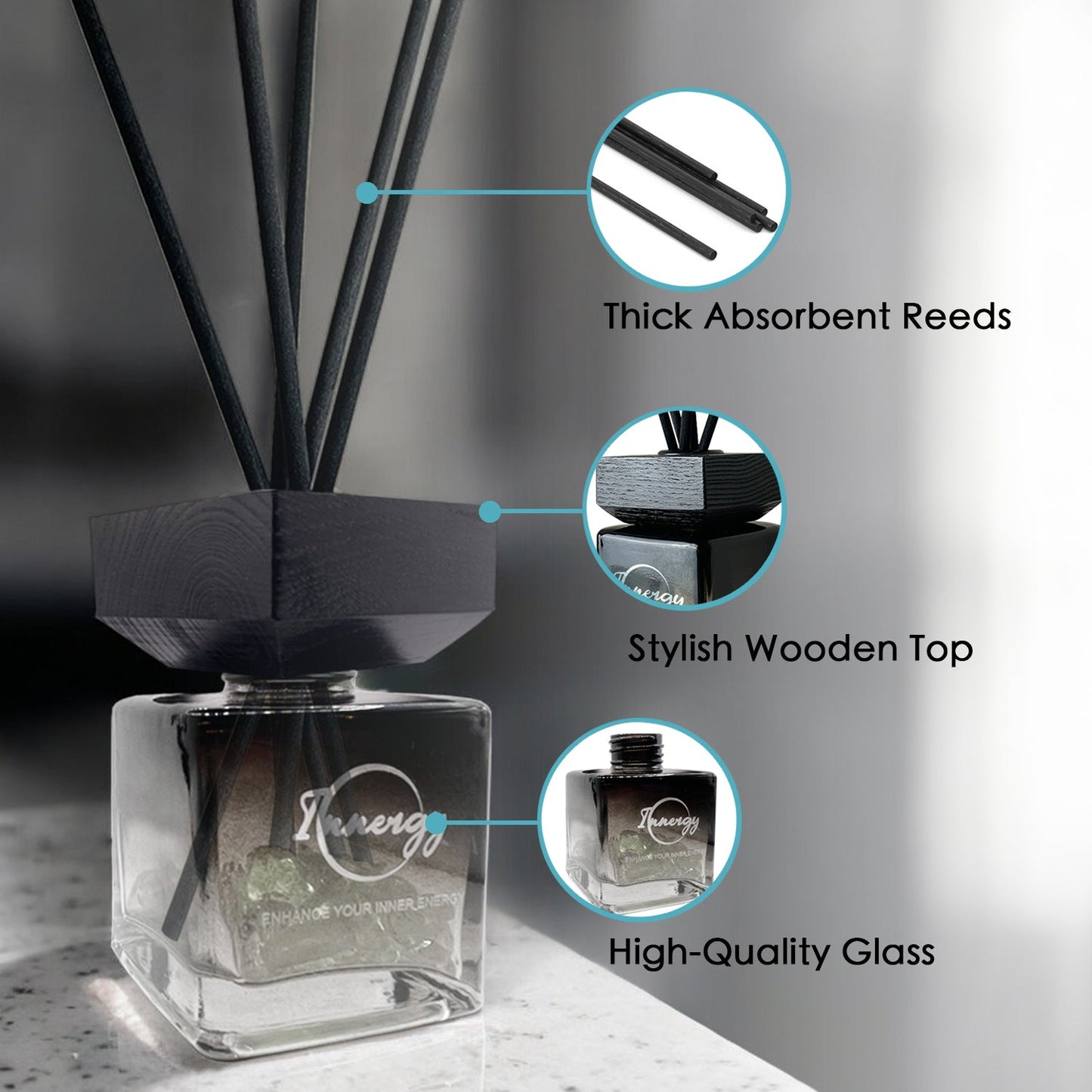 Pisces Zodiac Crystal-Enhanced Reed Oil Diffuser, Cactus Flower & Jade Scent, 100ml