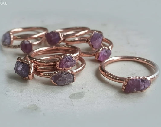 Pink Tourmaline Ring - Handcrafted Copper Talisman for Calming Radiance