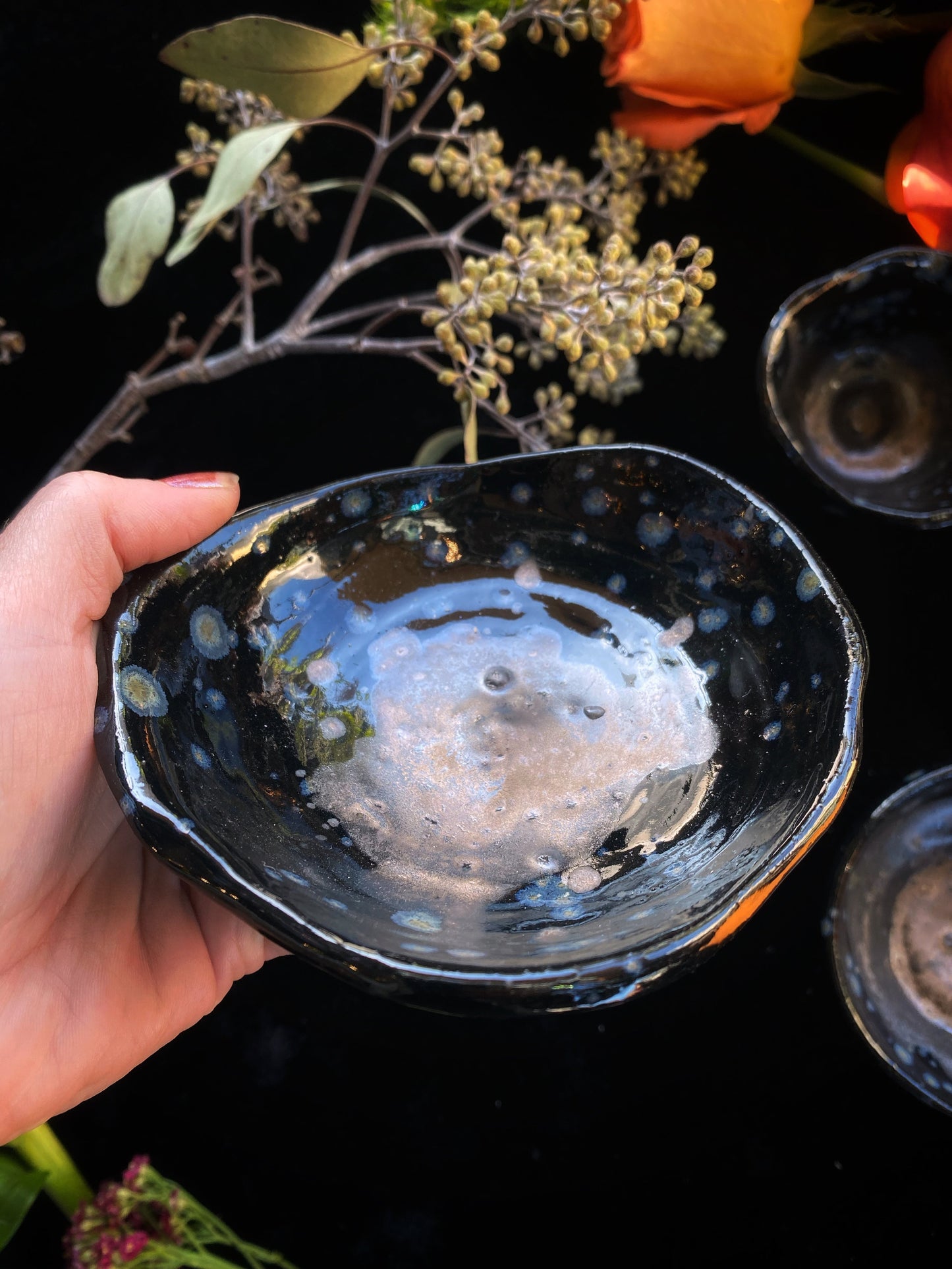 Abalone Luster Glazed Ceramic Bowls and Scrying Vessels