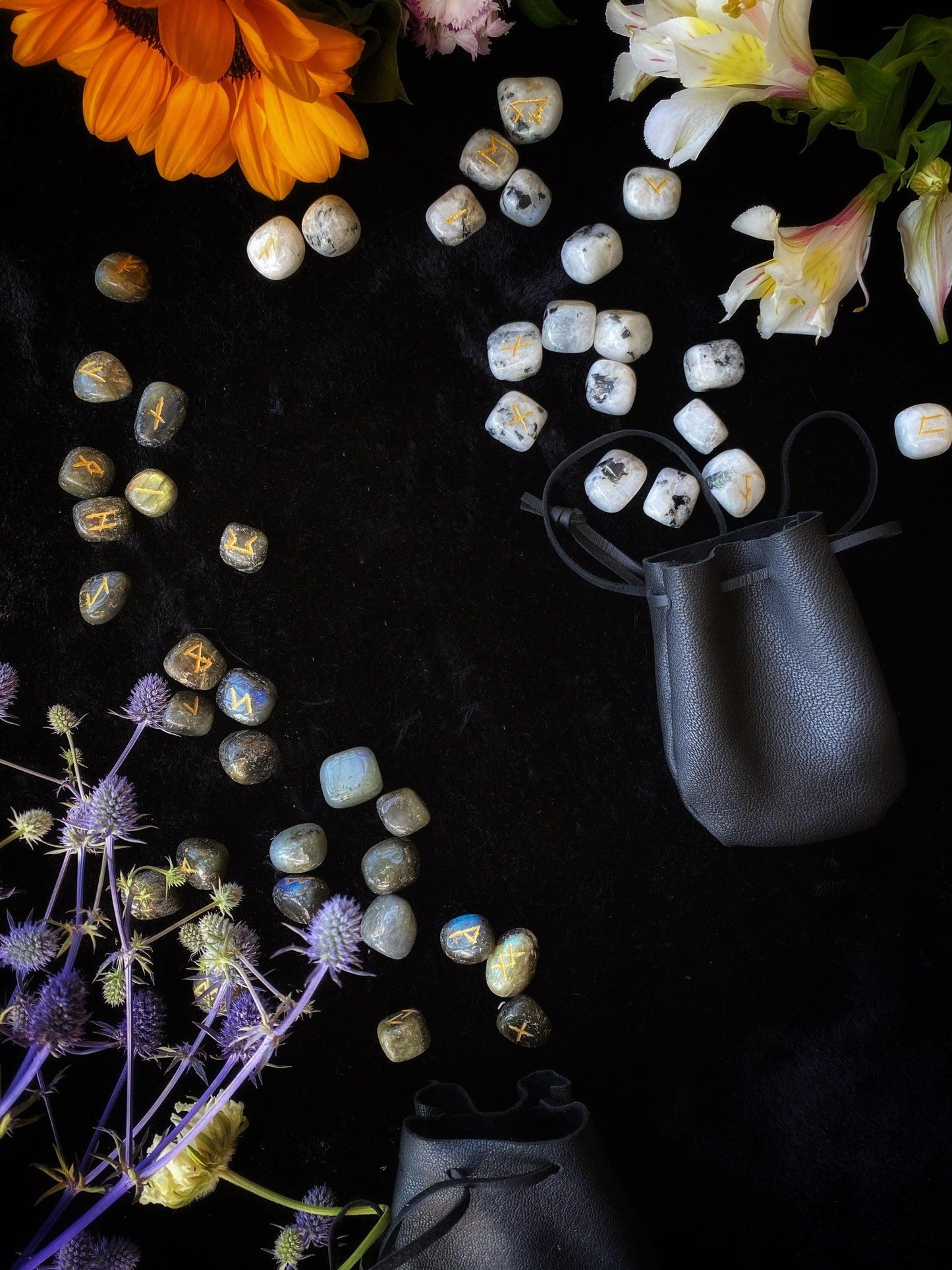 Crystal Runes - w/ Goatskin Pouch